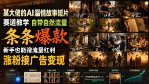某大佬的AI温情故事短片赛道教学,自带自然流量,条条爆款,新手也能蹭流量红利,涨粉接广告变现-最全项目网