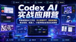 Codex AI实战应用营|零基础落地AI工作流,办公表格PPT、短视频漫剧、商业视觉、机器人、小程序网站全项目实战教程-最全项目网