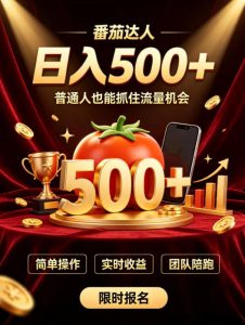 番茄达人日入500+?普通人也能参与?做番茄达人真的可行?零门槛番茄推文,新手也能上手做达人【揭秘】-最全项目网