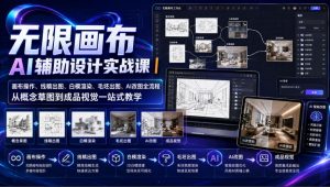无限画布AI辅助设计实战课｜画布操作、线稿出图、白模渲染、毛坯出图、AI改图全流程，从概念草图到成品视觉一站式教学-最全项目网