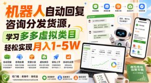 机器人自动回复咨询分发货源,学习多多虚拟类目轻松实现月入1-5W【揭秘】-最全项目网