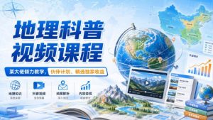 地理科普视频课程,某大佬倾力教学,伙伴计划、精选独家收益-最全项目网