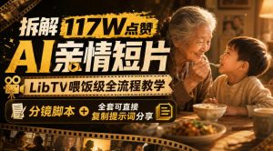 拆解117W点赞AI亲情短片,LibTV喂饭级全流程教学,分镜脚本+全套可直接复制提示词分享-最全项目网