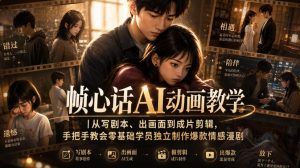 帧心话AI动画教学｜从写剧本、出画面到成片剪辑，手把手教会零基础学员独立制作爆款情感漫剧-最全项目网