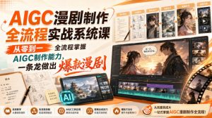 AIGC漫剧制作全流程实战系统课，从零到一全流程掌握AIGC制作能力，一条龙做出爆款漫剧-最全项目网