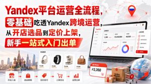 Yandex平台运营全流程,零基础吃透Yandex跨境运营,从开店选品到定价上架,新手一站式入门出单-最全项目网
