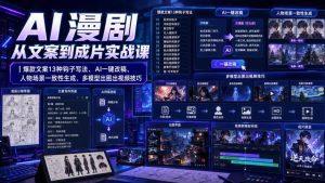 AI漫剧从文案到成片实战课|爆款文案13种钩子写法、AI一键改稿、人物场景一致性生成、多模型出图出视频技巧-最全项目网