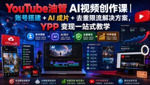 YouTube油管AI视频创作课|账号搭建+AI成片+去重限流解决方案,YPP变现一站式教学-最全项目网