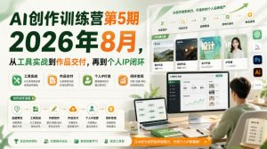 AI创作训练营第5期2026年8月,从工具实战到作品交付,再到个人IP闭环-最全项目网