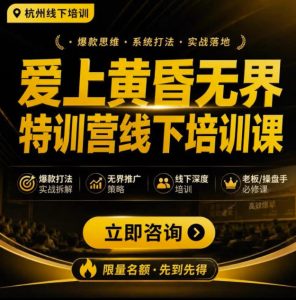 爱上黄昏无界特训营AI推广实战7月27-30杭州线下课,AI落地淘宝最完整的课程,学天猫淘宝的老板必看-最全项目网