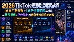 2026TikTok短剧出海实战课|IAA广告分账+IAP付费变现双模式,从账号搭建、平台规则到回款全流程落地教程-最全项目网