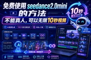 免费使用seedance2.0mini的方法,不能真人,可以无限10秒视频,9图+3音频参考-最全项目网