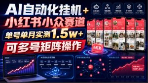AI自动化挂G+小红书小众赛道,单号单月实测1.5w+,可多号矩阵操作【揭秘】-最全项目网