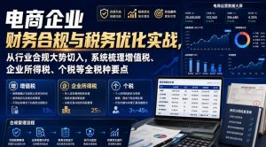 电商企业财务合规与税务优化实战,从行业合规大势切入,系统梳理增值税、企业所得税、个税等全税种要点-最全项目网