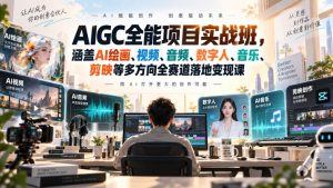 AIGC全能项目实战班-无水印,涵盖AI绘画、视频、音频、数字人、音乐、剪映等多方向全赛道落地变现课(更新)-最全项目网