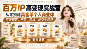 百万IP高变现实战营|从零搭建高客单个人商业体,打通获客、产品、私域、成交全闭环-最全项目网