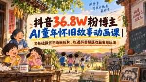 抖音36.8W粉博主AI童年怀旧故事动画课|零基础做怀旧动画短片,吃透抖音精选收益变现玩法-最全项目网