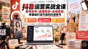 抖音运营实战全课|新号起号+直播带货+全域变现,零基础打造可盈利抖音账号-最全项目网