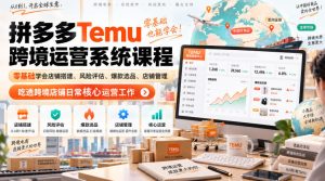 Temu跨境拼多多运营系统课程，零基础学会店铺搭建、风险评估、爆款选品、店铺管理，吃透跨境店铺日常核心运营工作-最全项目网