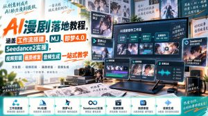 AI漫剧落地教程，涵盖工作流搭建、MJ、即梦4.0、Seedance2实操，视频剪辑画质修复音频生成一站式教学-最全项目网