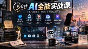 5分钟AI全能实战课|提示词高阶技巧+AI智能体+数字人+办公创作+短视频IP变现全教程-最全项目网