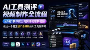 AI工具测评视频制作全流程,从0到1教你做出高完播的爆款视频,做出一个稳定接广告賺钱的AI工具测评号-最全项目网
