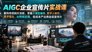 AIGC企业宣传片实战课,重构传统制片流程,掌握大模型编导、数字人制作、美学镜头、AI特效后期,低成本产出商业级宣传片-最全项目网