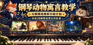 钢琴动物寓言教学,可做精选独家分成计划,对标35W粉丝博主同款课-最全项目网