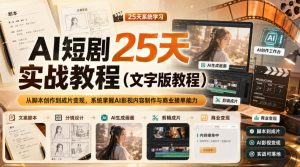 AI短剧25天实战教程(文字版教程),从脚本创作到成片变现,系统掌握AI影视内容制作与商业接单能力-最全项目网