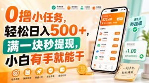 0撸小任务,轻松日入500+,满一块秒提现,小白有手就能干【揭秘】-最全项目网