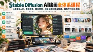 【无水印】Stable Diffusion AI绘画全体系课程,从零基础入门、参数原理、插件控图、模型运用到商业实操、高阶工作流全覆盖-最全项目网