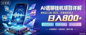 AI聊天挂G项目,日入800+,适用个人副业,支持工作室矩阵操作,放大收益【揭秘】-最全项目网