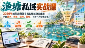 渔塘私域实战课，2026年如何经营好自己的私域稳定业绩，学会蓄水、养鱼、培育、转化，不再一次性收割客户-最全项目网