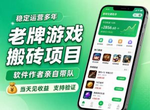 老牌游戏搬砖项目，超稳定可靠，软件作者亲自带队，当天见收益，支持验证【揭秘】-最全项目网