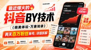 最近爆火的抖音搬运技术(晓美体坛-万象知录),两天百万粉丝账号,详细拆解-最全项目网