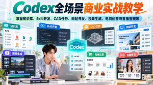 【无水印】Codex全场景商业实战教学,掌握知识库、Skill开发、CAD任务、网站开发、视频生成、电商运营与直播管理等-最全项目网