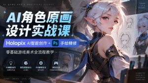 AI角色原画设计实战课|Holopix AI智能创作+PS手绘精修,零基础游戏美术全流程教学-最全项目网