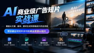 AI商业级广告短片实战课，覆盖从文案、脚本、素材生成到剪辑成片的全流程，帮你做出可对外交付的商业质感AI短片-最全项目网